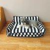 Trendy Striped Faux Lambswool Double Layer Dog & Cat Sofa Bed