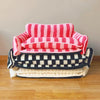 Trendy Striped Faux Lambswool Double Layer Dog & Cat Sofa Bed