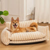 Trendy Striped Faux Lambswool Double Layer Dog & Cat Sofa Bed