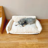 Trendy Striped Faux Lambswool Double Layer Dog & Cat Sofa Bed