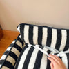 Trendy Striped Faux Lambswool Double Layer Dog & Cat Sofa Bed